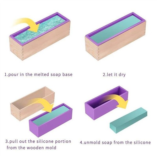 4 Set Soap Loaf Mould Wooden Silicone Mold DIY Soap Cake Making Wooden Box Tool - Picture 6 of 6