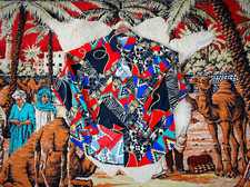 Vtg 80s 90s Button Down Shirt Bold Abstract Geometric Print Colorful Retro Top M