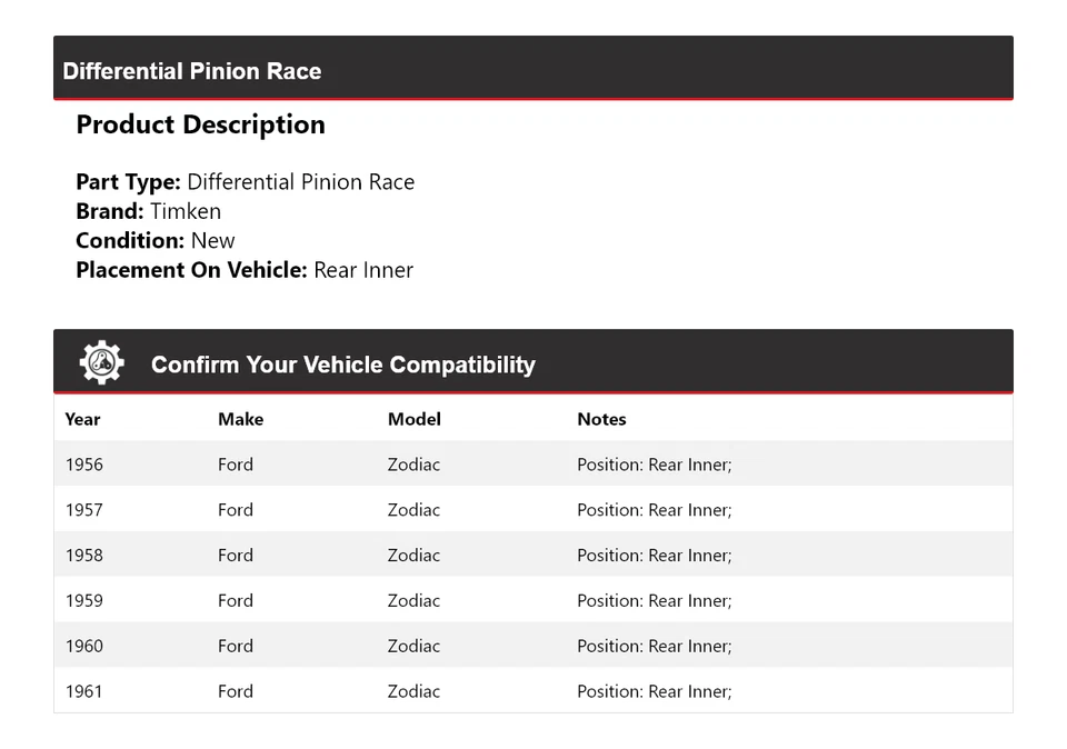 Задняя внутренняя гоночная шестерня дифференциала Timken 1957 1958 для Ford Zodiac 1956-1961 годов выпуска - Изображение 2 из 4
