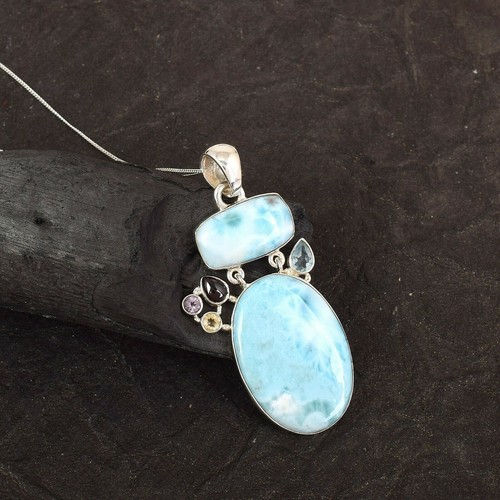 Pendentif Ovale Pierre De Lune En Argent Sterling 925 Avec Pierres Précieuses - Neuf Sans Emballage