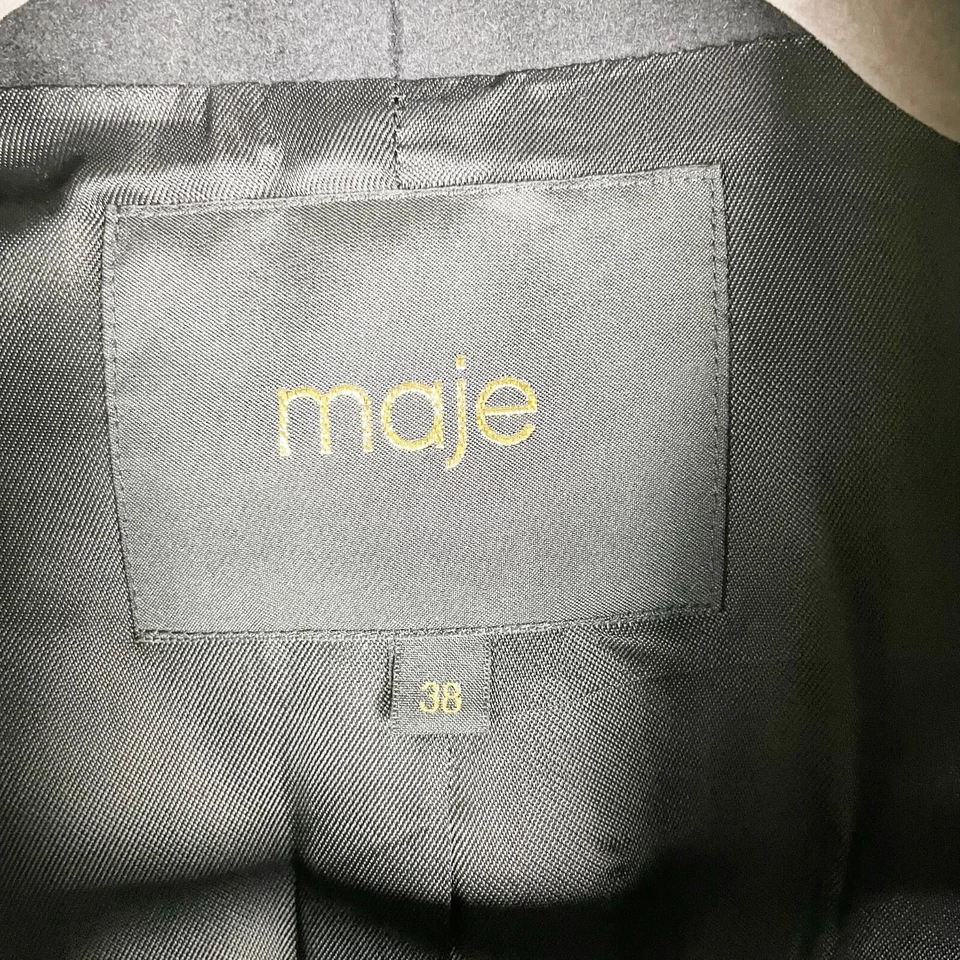 Abrigo para mujer Maje Galipo de fieltro de mezcla de lana de un solo pecho en azul marino 38 Foto 3 de 4