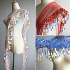 Fantasy Regenbogen Pailletten Fransen Saumband Mesh Spitze Garn Zubehör Nähen