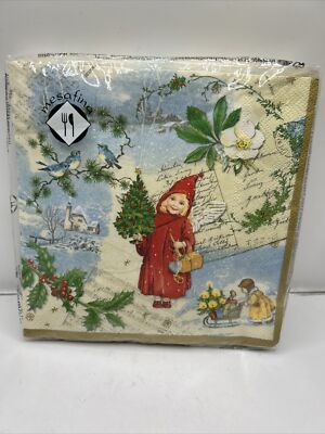 Paper Luncheon Decoupage Napkins 3-Ply Design Christmas Girl Pack 20 Dear Santa