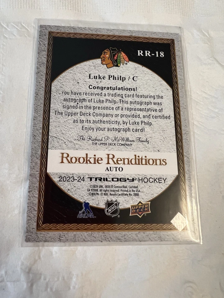2024 Upper Deck /99 Rookie Renditions Luke Philp Auto No. RR-18! - Image 2 of 2