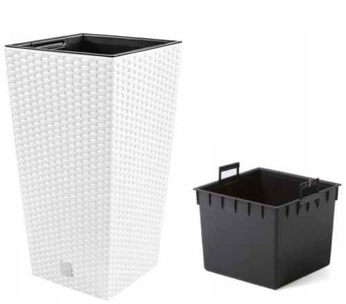 Hochpflanzpflanze Blumentopf Outdoor Garten wetterfest mit Einsatz Rattan - Bild 11 von 40