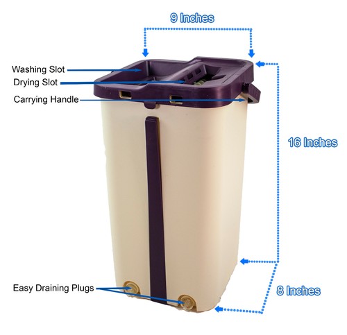Small Self Cleaning Drying Wringing Mop Bucket System Flat Floor + Microfiber - Picture 3 of 25