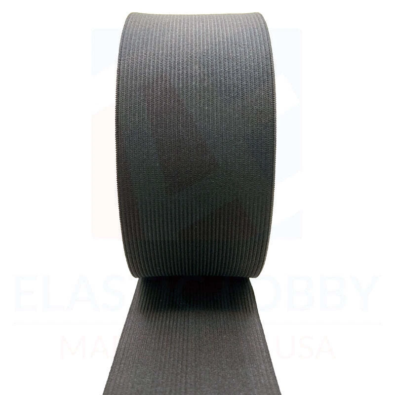3" (76mm) Black Knitted Elastic - US Made - Image 2 of 4