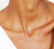 10K Solid Gold Box Chain High Quality ITALY Real Gold Necklace