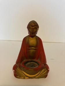Hand painted Chalk ware Buddha Figurine incense burner