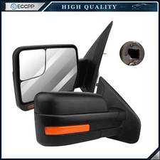 Set of Power Heated Tow Mirrors For 2004-2014 Ford F150 F-150 & Puddle Light