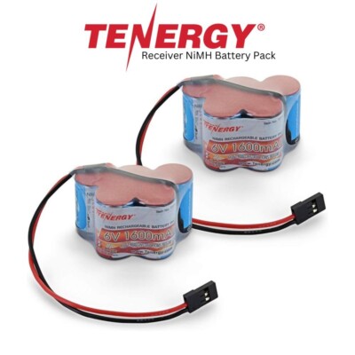 Tenergy 6V 1600mAh Hump NiMH Receiver Battery Pack w/ Hitec Connector for RC 2pk