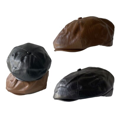 Kunstleder 8 Panel Baker Boy Cabbie Zeitungsjunge Efeu Flatcap Mütze