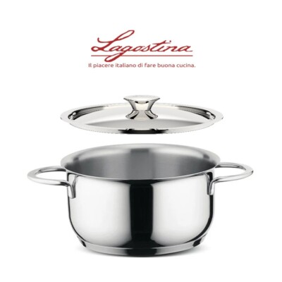 LAGOSTINA KÖSTLICHE EDELSTAHLPFANNE MIT DECKEL 16 20 24 26 CM