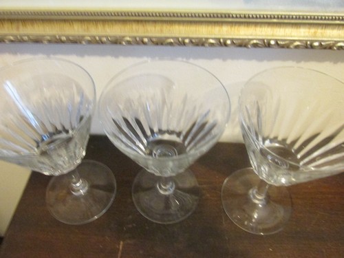 Baccarat France Lorraine Cut Crystal Set Of 3 Wine Water Glasses Goblet 6 1/8" - Picture 2 of 7