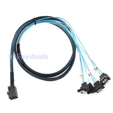 Mini SAS SFF-8643 to 4 SATA 90 Degree Target Hard Disk Data Cable SATA 1M/100CM