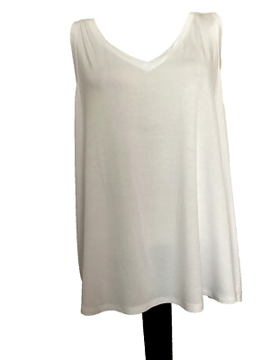 #ad TIME AND TRU Vivid White Relaxed Fit Stretchy High Low Tank Sz 2XL* $15.95