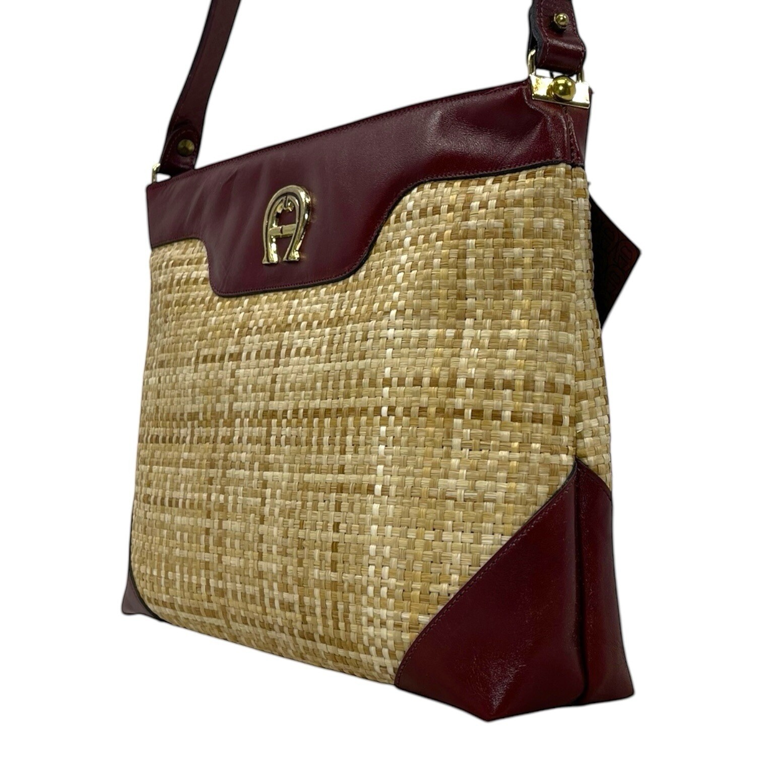 Vintage 60s 70s ETIENNE AIGNER Woven Jute Straw Leather Shoulder Bag Handbag NOS image 7