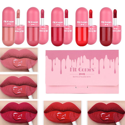 5-teiliges Lippenstift-Set: Mattes Lip Kit mit Samtlippenglasur