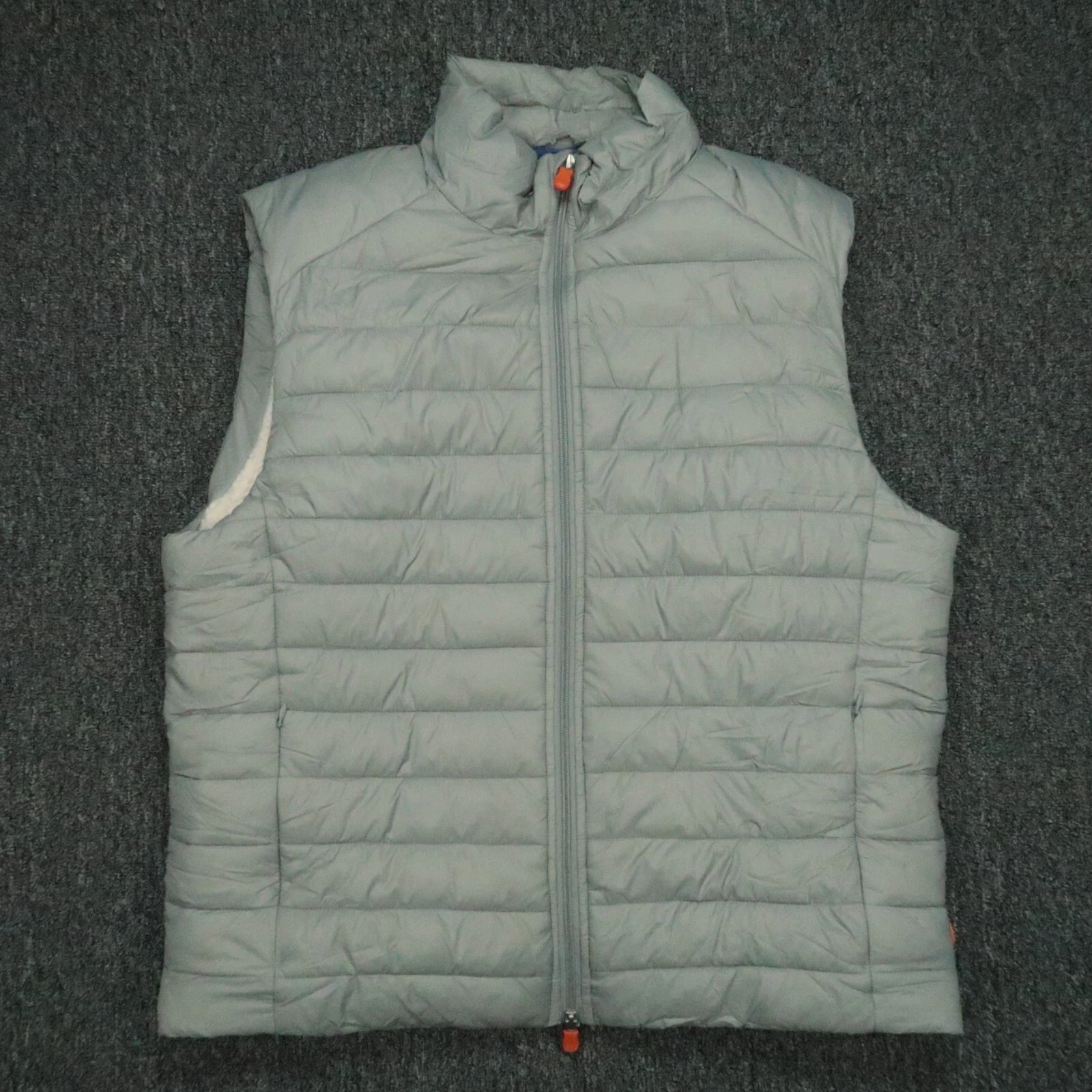 Save The Duck Vest Mens Large Gray Faux Fur Sherpa Lined Puffer Full Zip Vegan