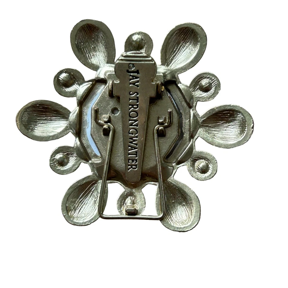 Jay Strongwater Neiman Marcus Brooch Mini Frame 2 In 1 Green Enamel Rhinestone - Image 3 of 4