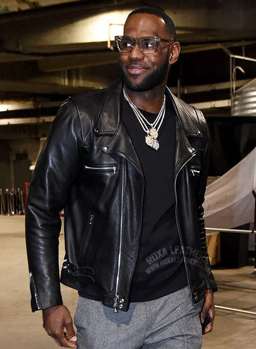 LeBron James Real Leather Jacket Celebrity Genuine Lambskin Silver Hardware  Coat