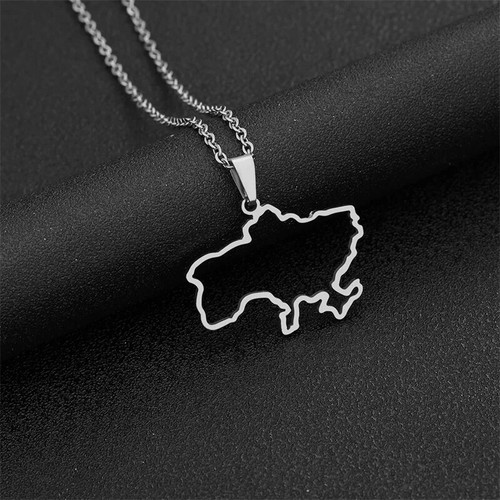 Moda Contorno Ucrania Mapa Colgante Collar Para Mujeres Niñas Acero Inoxidable... - Imagen 5 de 17