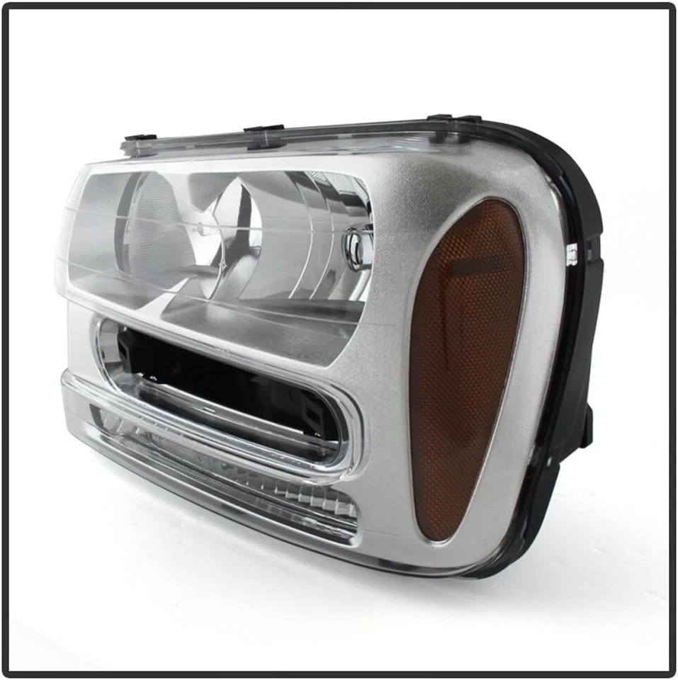 2002-2009 Chevy Trailblazer Titanium Clear Housing Headlights Pair Left+Right - Image 4 of 4