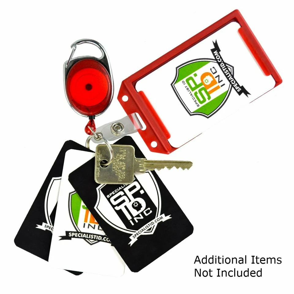 Carabiner Badge Reel with Multi Card Hard Plastic ID Badge Holder & Key Ring - Image 3 of 4