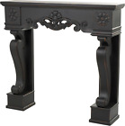 Wood Scroll Freestanding Fireplace Mantle with Floral Accents, 45" X 10" X 43",