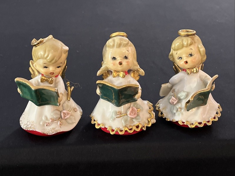 Geo Z Lefton Naughty Choir Angels-Set of 3-Sling Shot-Hiding Book-Dog