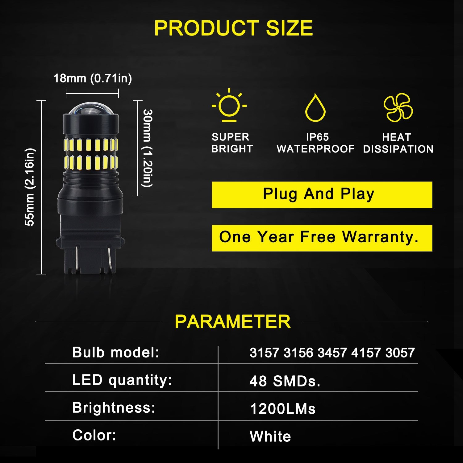 2X 3157 3156 4157 3047 Tail Brake Bulbs Stop Backup Reverse LED Light 48H