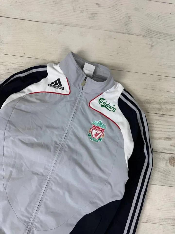 Adidas Liverpool 2008 2009 Entrenamiento Pista Chaqueta Fútbol Hombres Talla M Gris Foto 2 de 4
