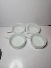 Set Of 4 Vintage Glasbake Ovenware Milk Glass 14 oz. Soup Bowl W/ Handle J-2639