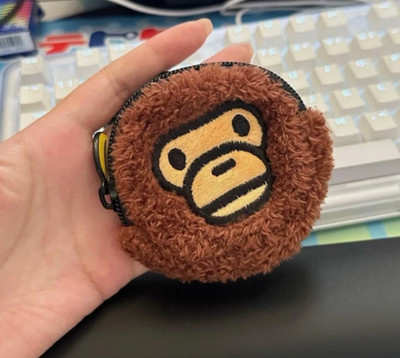 Baby Milo BAPE Plush Coin Pouch Keychain Mini Pochette Brown A Bathing Ape New