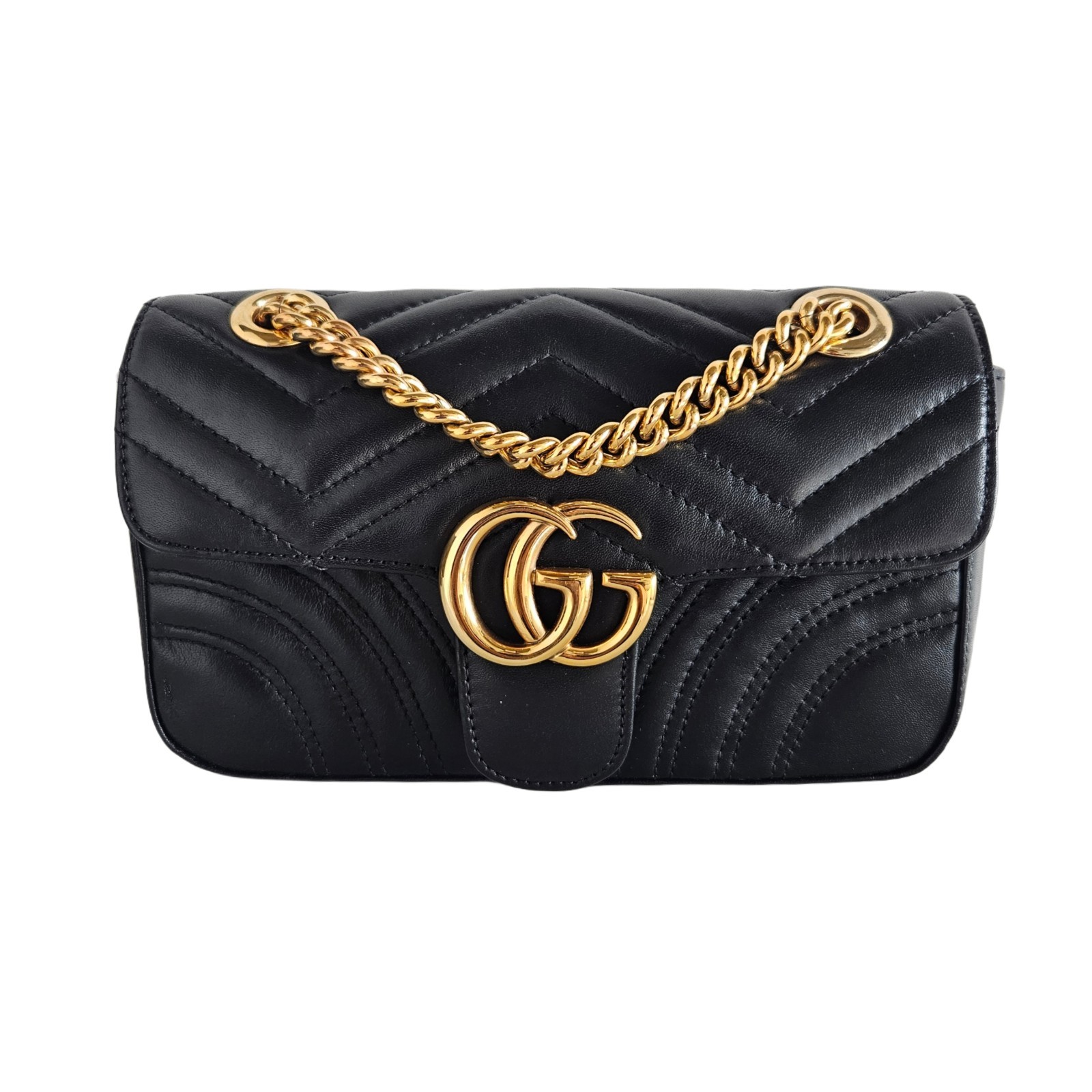 Gucci Black Black Leather Marmont Woman Shoulder Bag