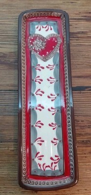 Terres et Couleurs Hand Painted Olive Nut Relish Vanity Tray Dish With Heart