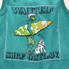 VTG Sun Sportswear 80s Surf Outlaw Tank Tee Shirt Child Size S Retro Teal USA