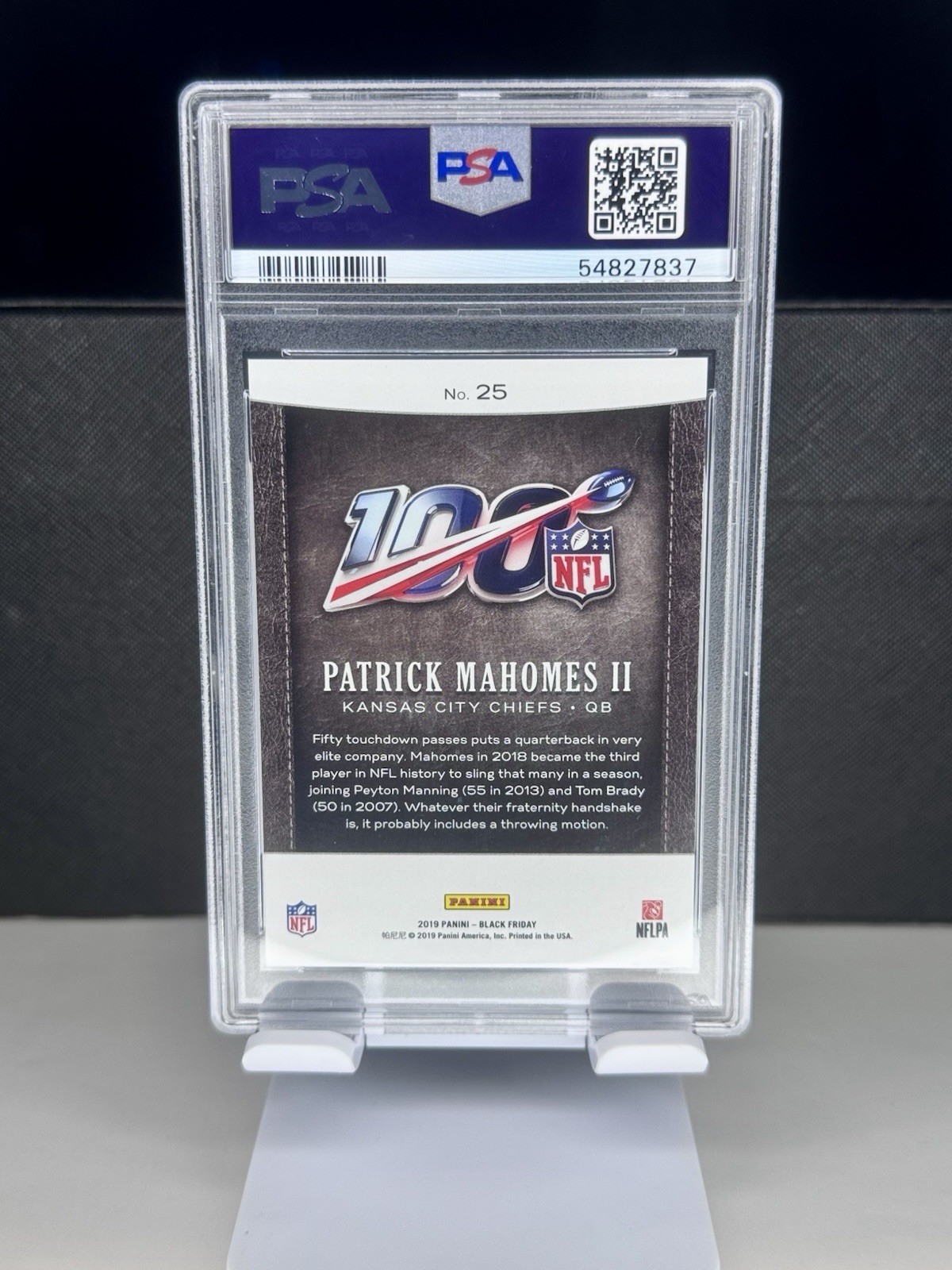 Panini 2019 Black Friday Patrick Mahomes II Chiefs Swirlorama #25 /50 PSA 10 view 2