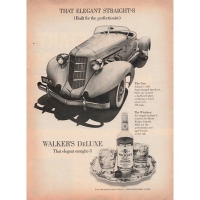 Vintage 1972  Hiram Walker Straight-8 Bourbon Whiskey Car Print Ad