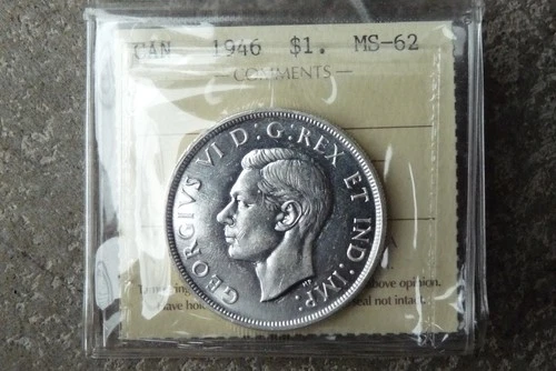 1946 Canada silver dollar $1 - **ICCS MS-62**