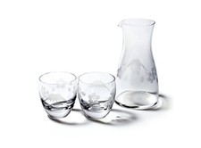 TABLEAUKOBO EDOKIRIKO Picher Glass Tokkuri Cold Sake Ochoko Fuji Sakura Set