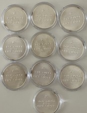 Rare Lot of 10 Vintage Draper Mint Swiss of America 1 T-oz 999 Fine Silver Round