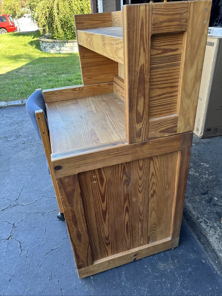 THIS END UP | Solid Honey Pine Wood Study Desk with Hutch and Storage Drawers - Image 4 of 4