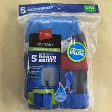 Hanes Boys 5 Pair Boxer Briefs Size Large 14-16 NEW WITH TAGS