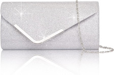 Clutch Purses for Women, Shiny Sequin Envelope Clutch Evening Bag with Chain, Fa