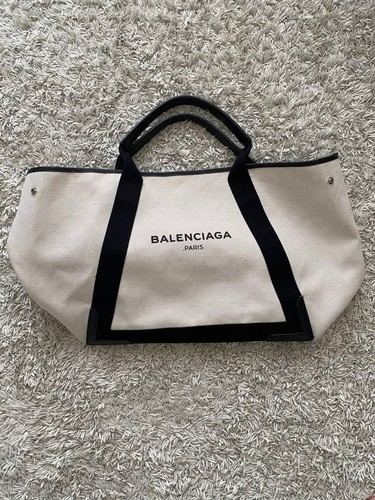 BALENCIAGA Tote Bag Off White Black 24a