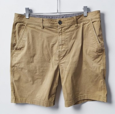 Prana Breathe Tan Chino Short Mens 36 Organic Cotton Standard Fit Four Pocket 