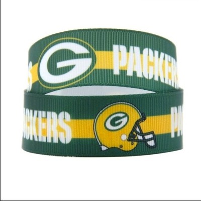 3/8'' (1 yard) Packers Grosgrain Ribbon Football Green Bay YARDAGE DISCOUNTS***