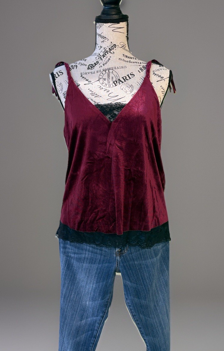 ZARA Basic Collection Elegant Burgundy Velvet Sty… - image 1