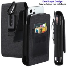 Dual Phone Pouch Holster Card Slot Belt Clip Case For Samsung S22 S21 S20 FE S10